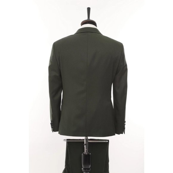 Derman Green Satin Collar 3 Piece Tuxedo - Picture 3 of 5